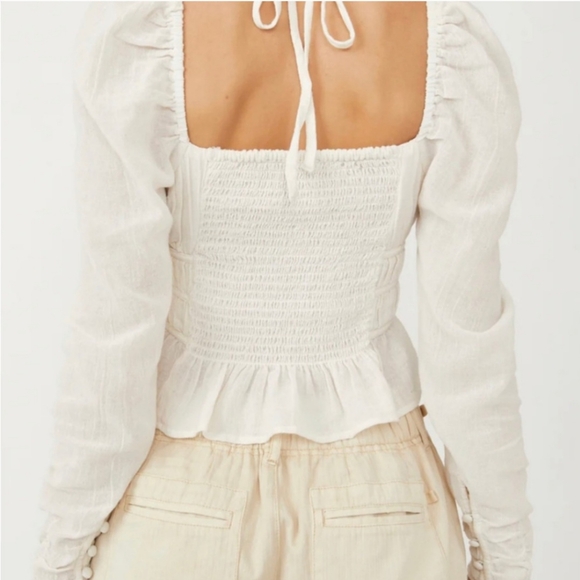 Free People Chloe Puff Smocked Top, M - Picture 3 of 13
